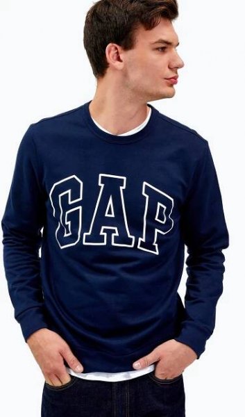 Pánská mikina GAP Logo Crewneck blue navy