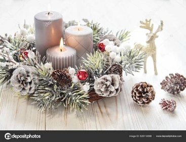 Decorated Advent Wreath Fir Branches Burning Candles Tradition Time Christmas Stock Photo by ©Almaje 626114096