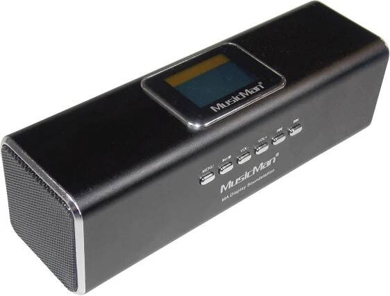 Technaxx MusicMan MA Display Soundstation mini reproduktor AUX, FM rádio, SD paměť. karta, přenosné, USB černá