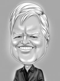 Very Exaggerated Caricature on Gray Background