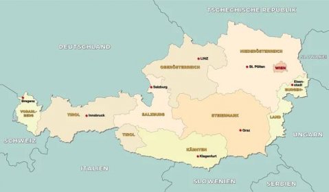 Mapa rakouských spolkových zemí