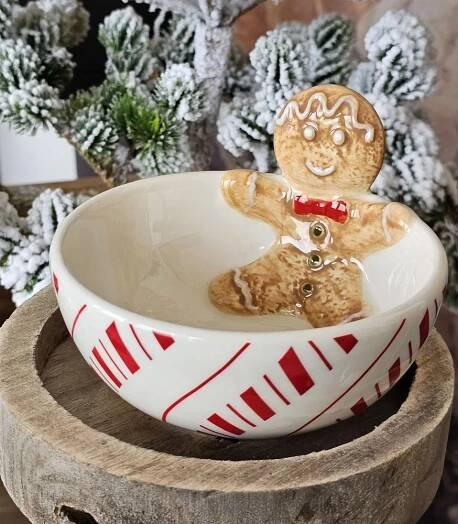 Bílá keramická miska Perníček Gingerbread - Ø 12*6 cm / 250 ml