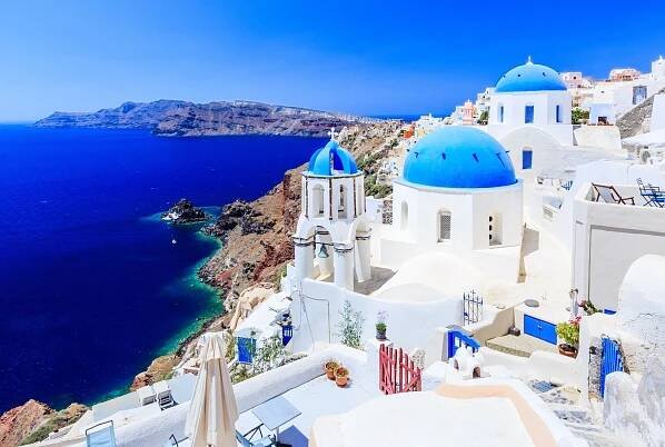 Santorini, Greece. stock image. Image of romantic, dome - 89592361