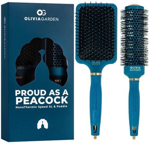 Olivia Garden NanoThermic Peacock Set sada kartáčů na vlasy pro rozčesávání a úpravu vlasů