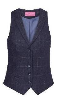 Dámská společenská vesta ke kostýmku Nashville Brook Taverner, Velikost XL, Barva Tmavě modrá Navy s kostkovaným vzorem