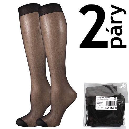 Punčochové podkolenky Lady B NYLON knee-socks v sáčku 20 DEN 2 páry - černé