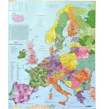 Evropa s PSČ - nástěnná mapa Balení: Tubus