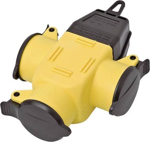 interBär 9007-006.01 3násobná zásuvka guma 230 V žlutá IP44