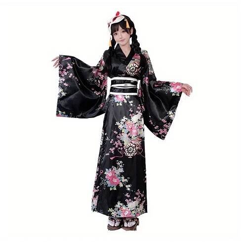 Japanese Traditional Attire - Cosplay Costume - Loose Kimono with Cherry * Print and Wide Sleeves - Long * Outfit