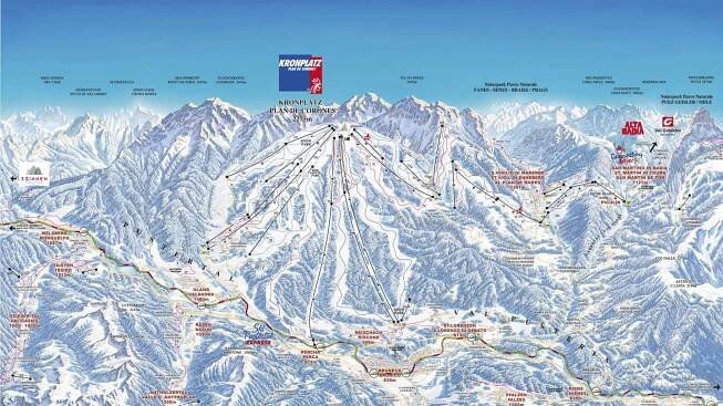 Mapa ski areálu Kronplatz, Itálie
