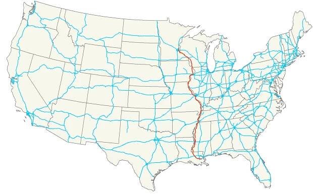 Karte des U.S. Highways 61