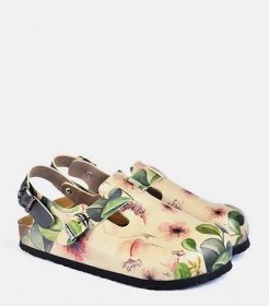 Béžové sandály Calceo Classic Sandal Flowers