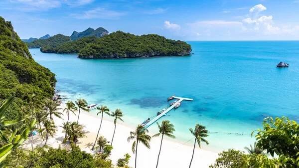 Letecký pohled Ang Thong National Marine Park v Ko Samui, Smui, Su — Stock obrázek