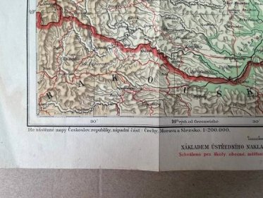 Stará mapa MORAVA a SLEZSKO z r. 1924 - Brno, Ostrava - vojenský ústav - Staré mapy a veduty