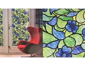 Okenní dekorace PATIFIX | samolepicí okenní fólie na sklo 11-2255 | šíře 45 cm | MODRÉ KVĚTY + Samolepicí tapeta modré květy na okno a sklo (metráž) PATIFIX 11-2255 v šíři 45 cm