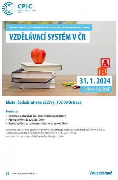 Sociokulturní kurz CPIC Ostrava – Vzdělávací systém v ČR – 31.1.2024 od 16:00h