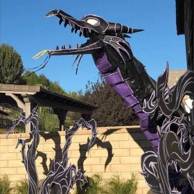 Animated Outdoor Dragon Halloween Prop Blacklight Painted Daytime Photo