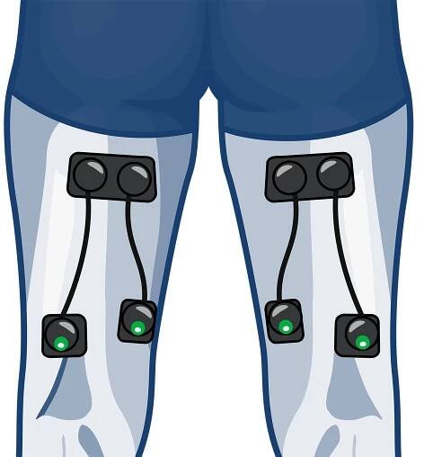 Male Wireless Muscle Stimulator Electrode Placement - Hamstring 4 channels