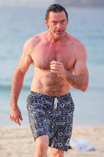 Hugh Jackman hits Bondi Beach for a morning swim