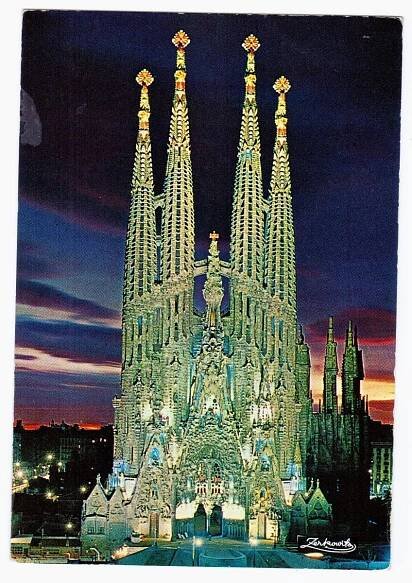 Španělsko, Barcelona, Chrám smíření, Sagrada Família, Gaudí - Pohlednice