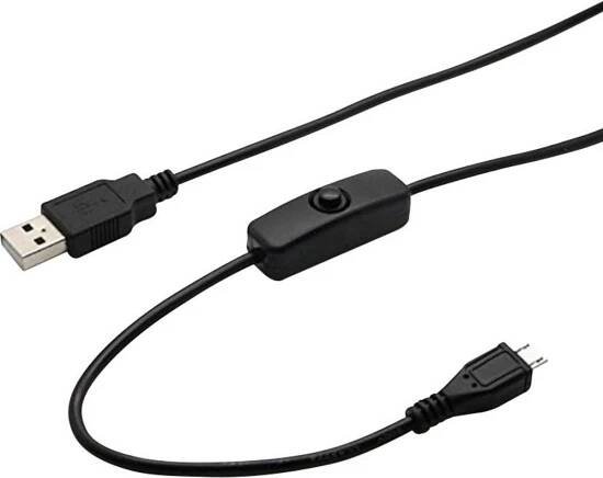 Raspberry Pi USB-A/USB-B napájecí kabel s vypínačem