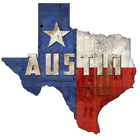 Austin TX Texas Flag Sign Grunge Metal stock photo