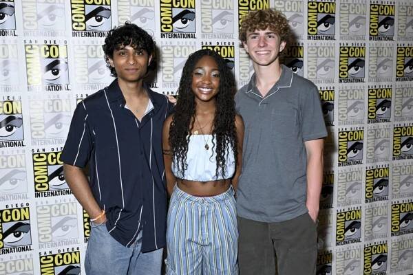 Aryan Simhadri, Leah Jeffries and Walker Scobell of “Percy Jackson and the Olympians” at the 2024 San Diego International Comic-Con