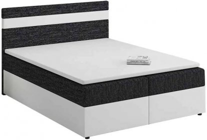 Manželská postel Boxspring 180x200 cm Mimosa (s roštem a matrací) (bílá + černá)