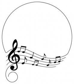 hudební noty, hudební pozadí s kruhovým rámečkem, vektorová ilustrace. - notová osnova stock ilustrace