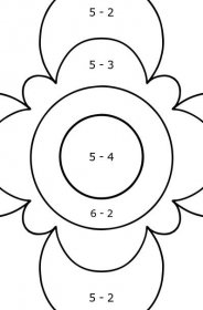 Antistresová květina pro děti omalovánka - Matematická Omalovánka - Odčítání pro děti