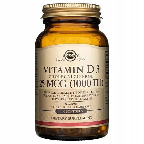 Solgar Vitamín D3 1000 IU (25 μ g) - 100 kapslí