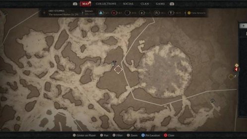 A map of the Dry Steppes in Sanctuary showing the 12th Altar of Lilith in Diablo 4