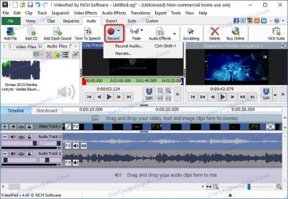 Záznam zvuku v aplikaci VideoPad Video Editor