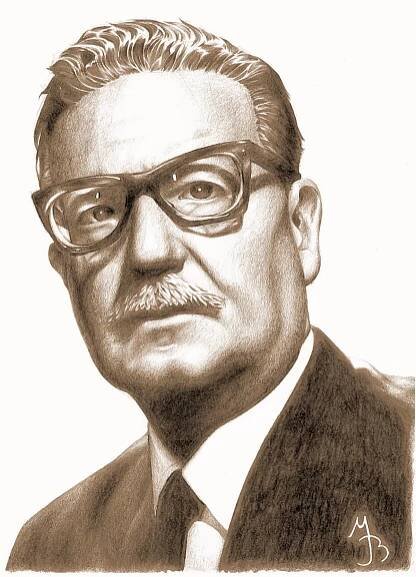 Salvador Allende (26. června 1908 Santiago de Chile – 11. září 1973 Santiago de Chile) byl chilský lékař, socialistický politik, který mezi lety 1970 a 1973 vykonával funkci 28. prezidenta Chile. Byl prvním marxistou zvoleným za prezidenta v latinskoamerické zemi s liberální demokracii. ▬ Allendeho účast v chilském politickém životě trvala téměř čtyřicet let a zahrnovala posty senátora, poslance a ministra. V roce 1970 vyhrál prezidentskou volbu jako kandidát koalice Lidové jednoty v těsném boji tří kandidátů. ▬ Jako prezident začal Allende znárodňovat klíčová průmyslová odvětví (doly, banky) a započal reformu zdravotnictví a školství, kdy se snažil rozšiřovat vzdělání a zlepšit životní úroveň dělnické třídy. Dne 11. září 1973 proběhl v zemi vojenský převrat podporovaný CIA. Ve chvíli, kdy vojáci obklíčili palác La Moneda, přednesl svůj poslední projev, ve kterém rezolutně odmítl rezignovat. Později téhož dne spáchal sebevraždu.