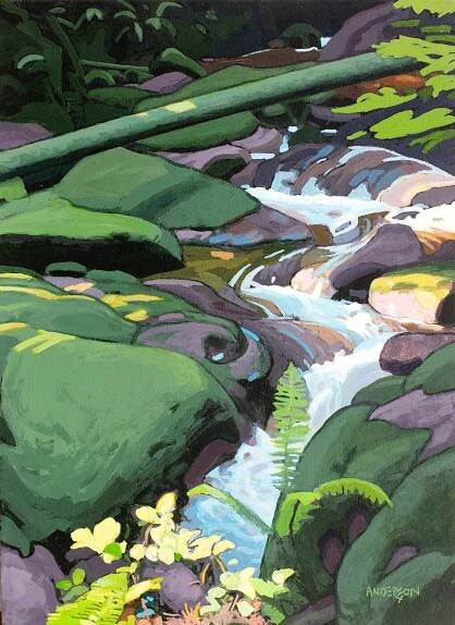  Mountain Stream 16 x 12 Acrylic on Board SOLD 