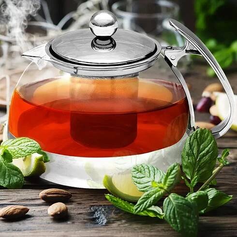 Monzana Čajník se sítkem TEA 1,2L, průsvitná, stříbrná