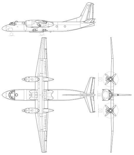 Soubor:Antonov An-24 3-view line drawing.svg – Wikipedie