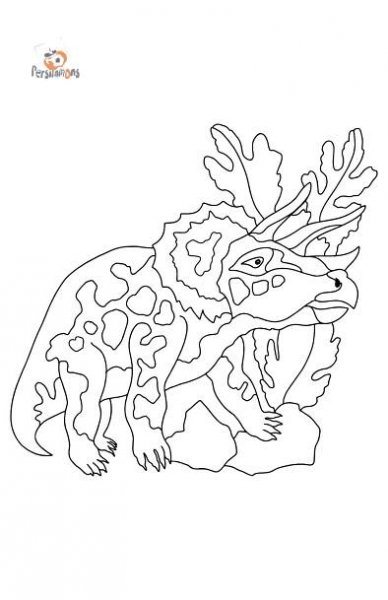Omalovánka triceratops (složitě) Online a Tisk zdarma!