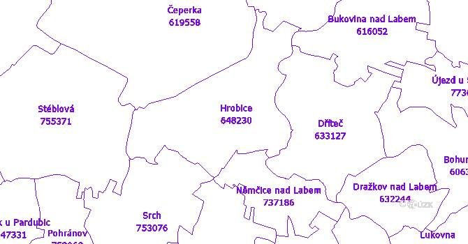 Katastrální mapa Hrobice