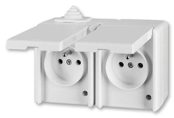 ABB PRAKTIK 5518-2029 B ZÁSUVKA DVOJNÁSOBNÁ IP44 BÍLÁ