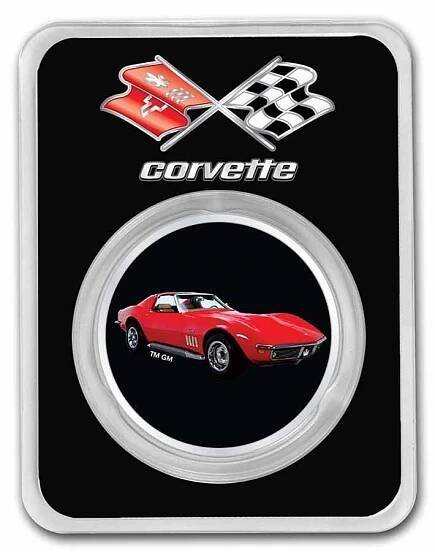 UNITED STATES MINT Mince Corvette (1969) barevná TEP 1 oz