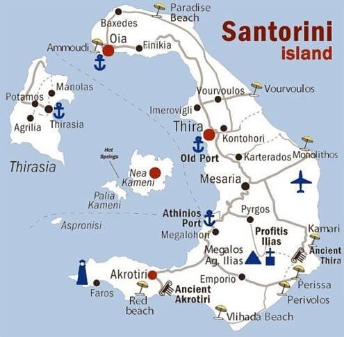 Divine Weddings Santorini Island map information