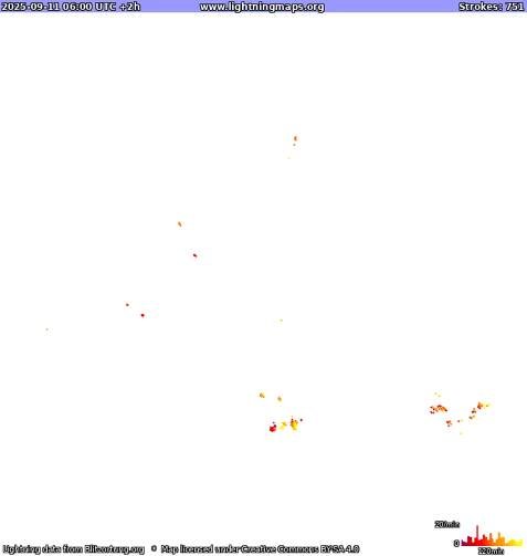 Lightning map Europe 2025-09-11 (Animation)