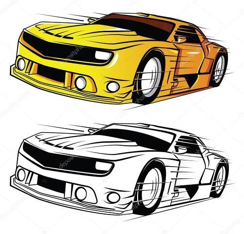 Obarvení kniha Super auto kreslené postavičky