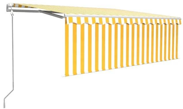 Automaticky rolovací markýza se závěsem, 4 x 3 m, žluto-bílá