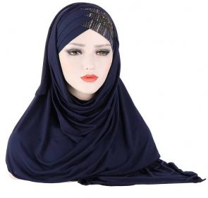 .st Women Soft Silk with Sequins Hijab Headwrap Headscarf Turban Hat Headwear