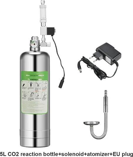 5L Aquarium CO2 Generator System Kit mit Magnetventil, 7cm Zerstäuber, Doppelaquarien CO2-Edelstahl-Zylinder-Generator-System