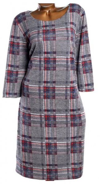 Dámské šedo-modro-oranžové kárované podzimní šaty / B&K / XXL/XXXL (46/48/50) / na štítku vel. 50 / UK 22 /ANGLIE