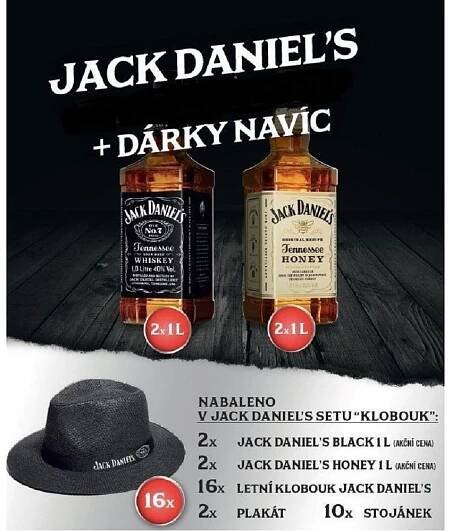 Jack Daniel's set 4x 1l + klobouky