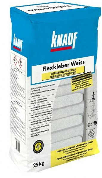Flexibilní cementové lepidlo na obklady a dlažbu Knauf Flexkleber C2TE S1 bílé mrazuvzdorné 25 kg